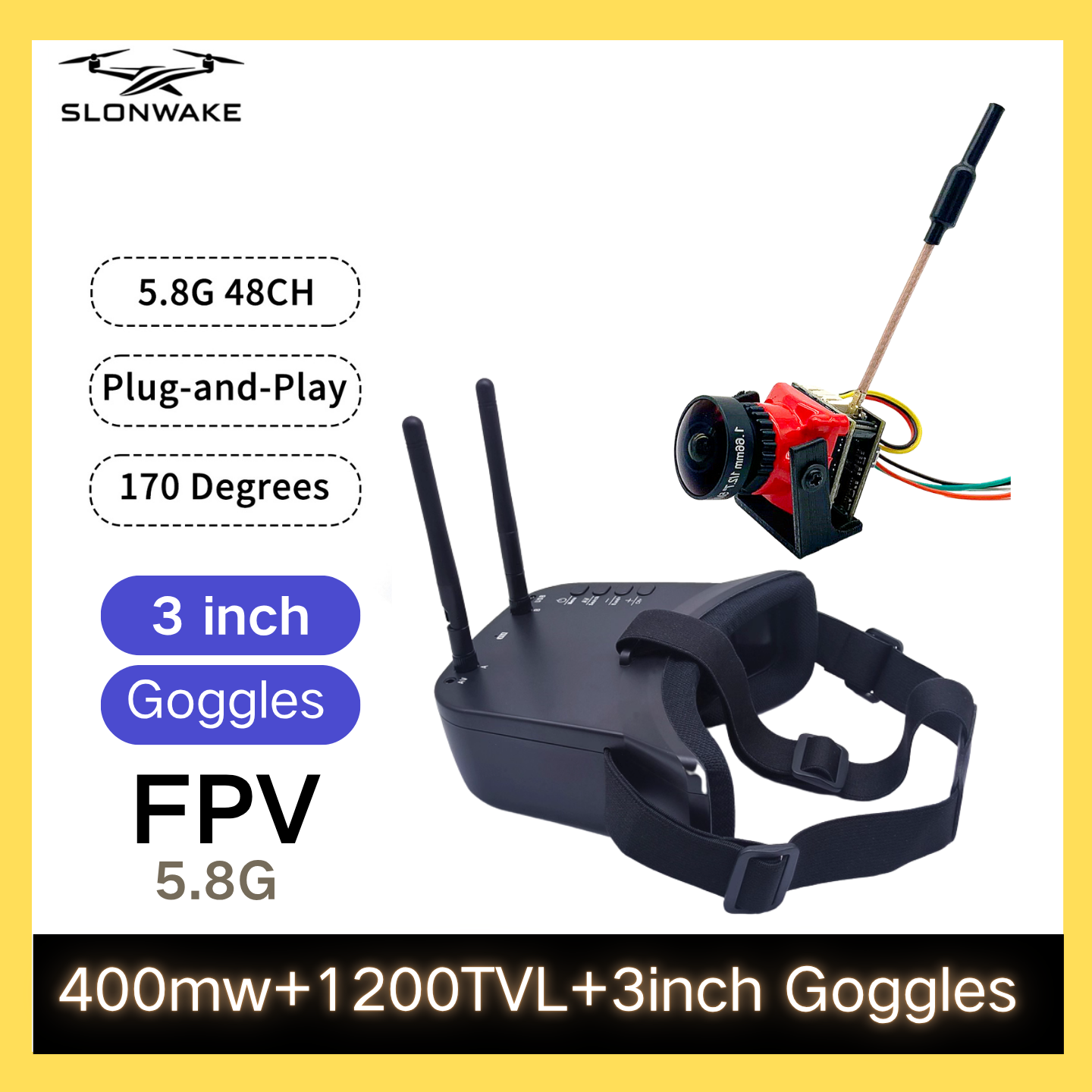 SLONWAKE 5.8G 48CH FPV 400mw V - Drone Racing Receiver review and price